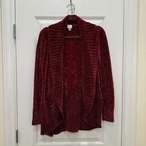 A New Day Target Chenille Long Cozy Cardigan Sweater Burgundy Maroon Red Medium